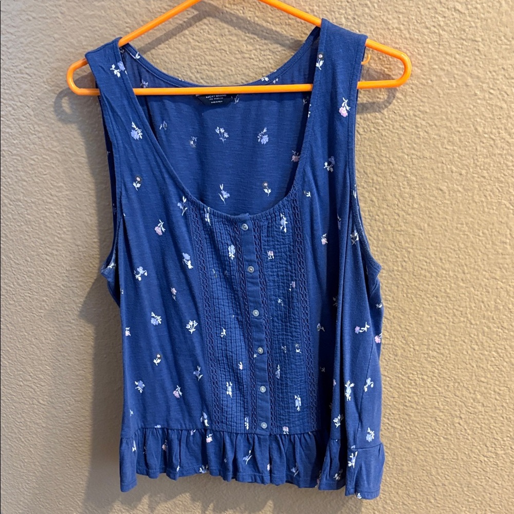 Lucky Brand Blue Floral Sleeveless Blouse